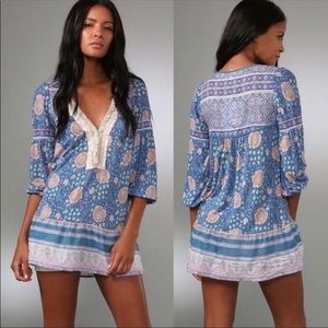 Free People Sweet Poland boho lace v-neck long sleeve tunic top